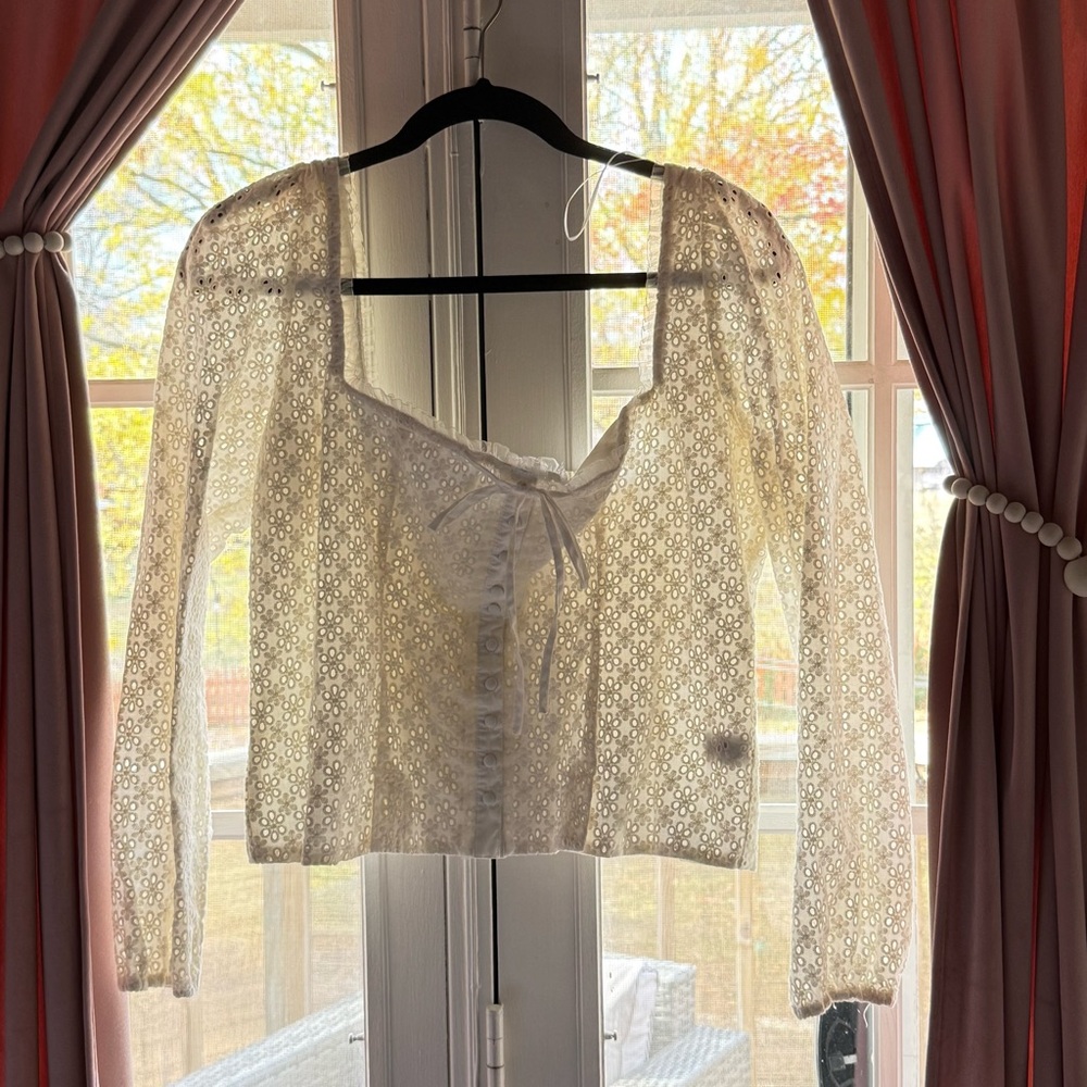 Joie White Lace Blouse